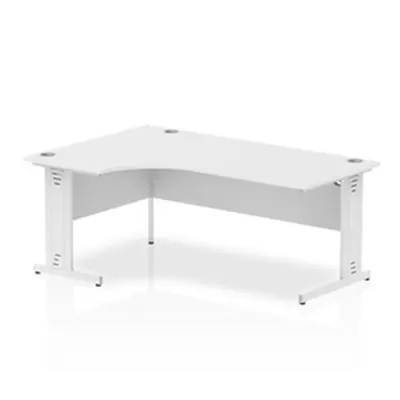 Impulse 1800mm Left Crescent Desk White Top White Cable Managed Leg