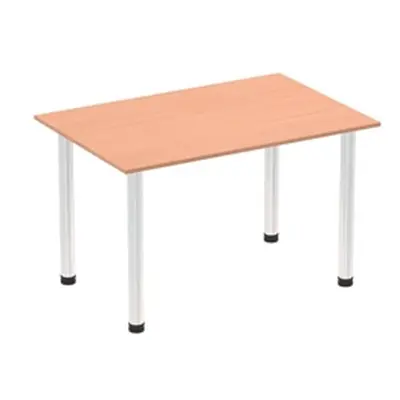 Impulse 1200mm Straight Table Beech Top Chrome Post Leg