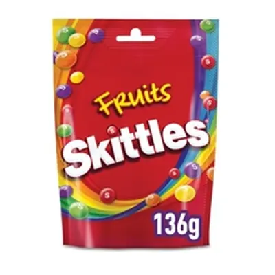 Skittles Chewy Sweets Fruit Flavour Pouch Bag 136g (Pack of 15) 124843