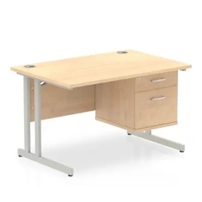 Impulse 1200 Rectangle Silver Cant Leg Desk Maple 1 x 2 - MI002431