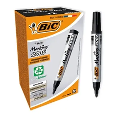 Bic 2000 Permanent Marker Bullet Tip Black (12 Pack)