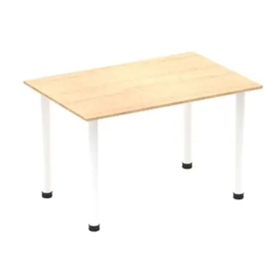 Impulse 1400mm Straight Table Maple Top White Post Leg