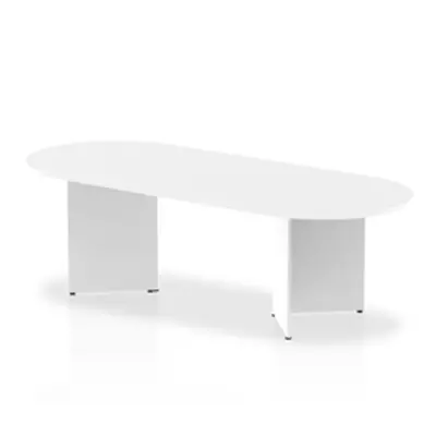 Impulse 2400mm Boardroom Table White Top Arrowhead Leg