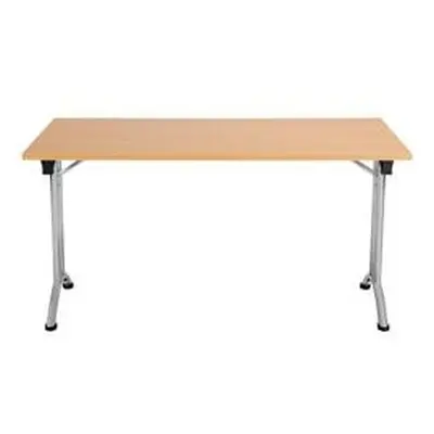 Allegro Folding Table 1400x700 Silver Frame Beech top OUFT1470SVBE2