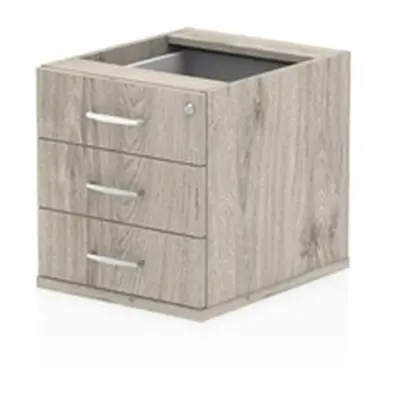 Impulse 3 Drawer Fixed Pedestal Grey Oak