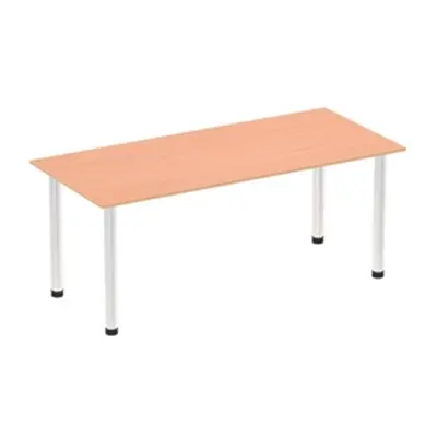 Impulse 1800mm Straight Table Beech Top Chrome Post Leg