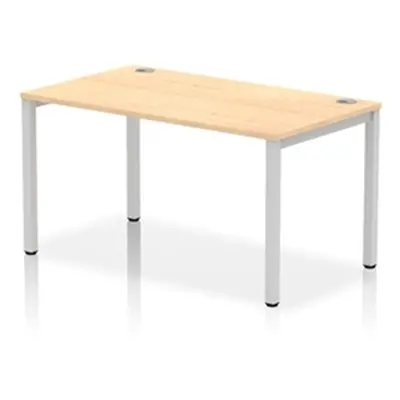 Impulse Bench Single Row 1400 Silver Frame Office Bench Desk Maple