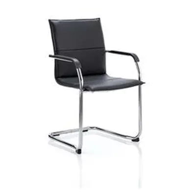 Echo Visitor Cantilever Chair Black Bonded Leather With Arms