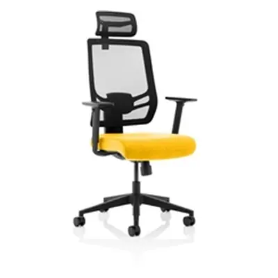 Ergo Twist Bespoke Fabric Seat Senna Yellow Mesh Back with Headrest