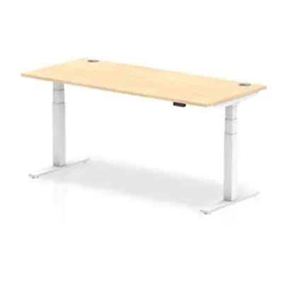 Air 1800x800mm Height Adjustable Desk Maple Top Cable Ports White Leg