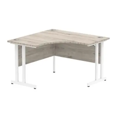 Impulse 1200mm Corner Desk Grey Oak Top White Cantilever Leg