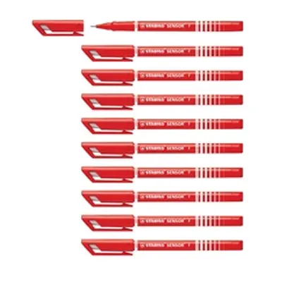 Stabilo Sensor Cushion Tip Fineliner Pen Red (Pack of 10) 189/40