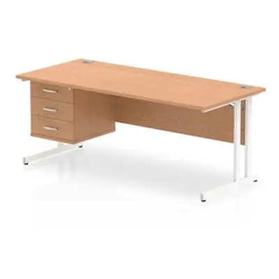 Impulse 1800 Rectangle White Cant Leg Desk Oak 1 x 3 - MI002672