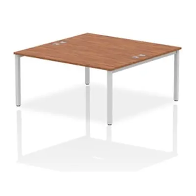 Impulse Bench B2B 2 Person 1600 Silver Frame Office Bench Desk Walnut