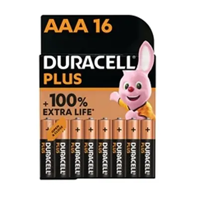 Duracell Plus AAA Battery Alkaline 100% Extra Life (Pack 16) 5010829