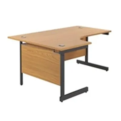 1600X1200 Single Upright Left Hand Radial Desk Nova Oak-Black