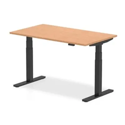 Air 1400 x 800mm Height Adjustable Desk Oak Top Black Leg