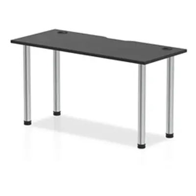 Impulse Black 1400 x 600mm Straight Table Black CP Chrome Leg