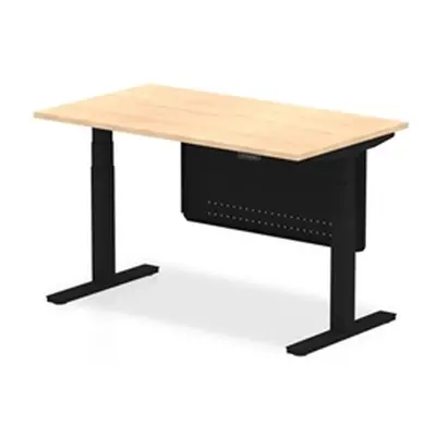 Air 1400x800 Height Adjustable Desk Maple Black Leg Modesty Panel