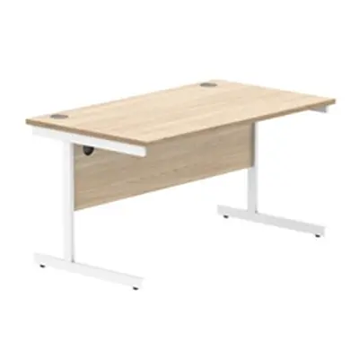 Office Rectangular Desk Steel Single Cantilever 1600X800 Oak/White