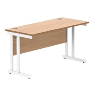 Office Rectangular Desk Steel Double Cantilever 1400X600 Beech/White