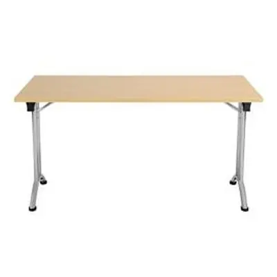 Allegro Folding Table 1400x700 Silver Frame Oak Top Ref OUFT1470SVNO