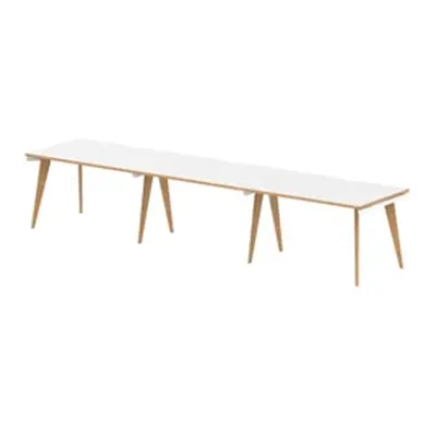 Oslo 1200mm Single Row 3 Person Desk White Top Wood Edge White Frame