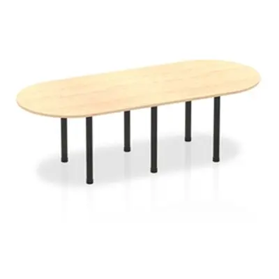 Impulse 2400mm Boardroom Table Maple Top Black Post Leg