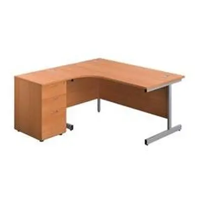 1600X1200 Single Left Hand Radial Desk Beech-Silver