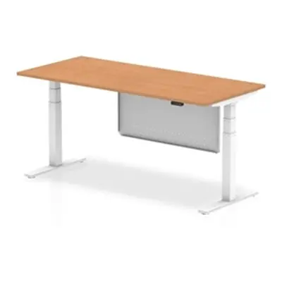 Air 1800 x 800mm Height Adjustable Desk Oak White Leg Modesty Panel