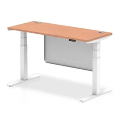 Air 1400x600 Height Adjustable Desk Beech CP White Leg Modesty Panel