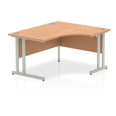 Impulse 1400mm Right Crescent Desk Oak Top Silver Cantilever Leg