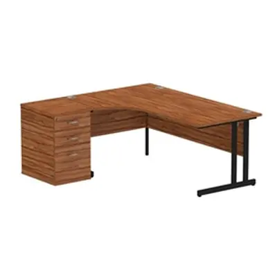 Impulse 1800 L Crescent Desk Walnut Black Cantilever 600 Desk High Ped