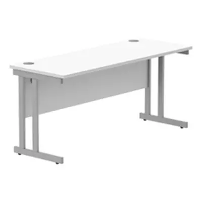 Office Rectangular Desk Steel Double Cantilever 1600X600 White/Silver