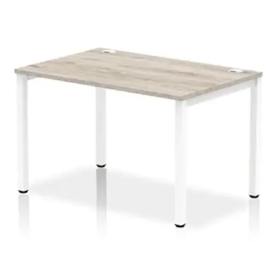 Impulse Bench Single Row 1200 White Frame Office Bench Desk Grey Oak