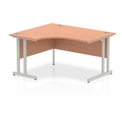 Impulse 1400mm Left Crescent Desk Beech Top Silver Cantilever Leg