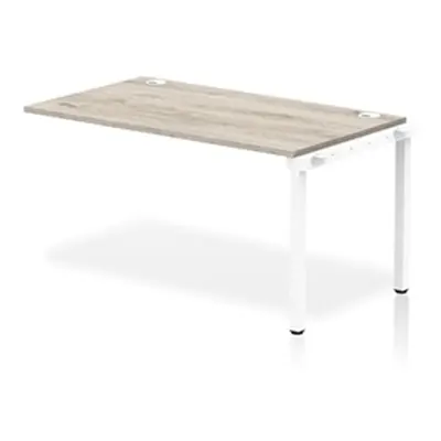 Impulse Bench Single Row Ext Kit 1400 White Frame Bench Desk Grey Oak