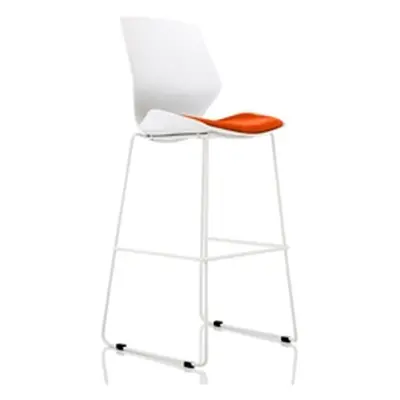 Florence White Frame High Stool in Bespoke Seat Tabasco Orange