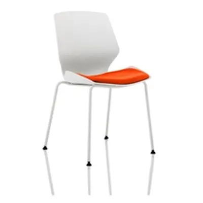 Florence White Frame Visitor Chair in Bespoke Seat Tabasco Orange