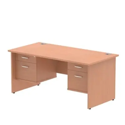 Impulse 1600x800mm Desk Beech Top Panel Leg 2x2 Drawer Fixed Pedestal