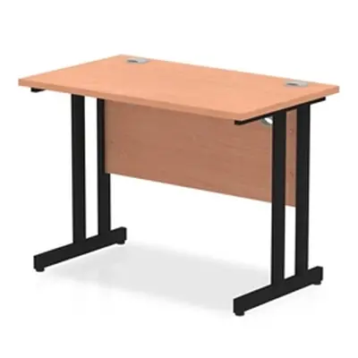 Impulse 1000 x 600mm Straight Desk Beech Top Black Cantilever Leg