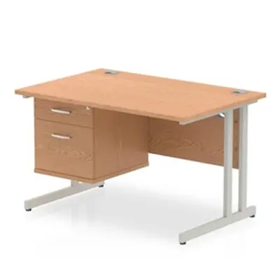 Impulse 1200 Rectangle Silver Cant Leg Desk Oak 1 x 2 - MI002657