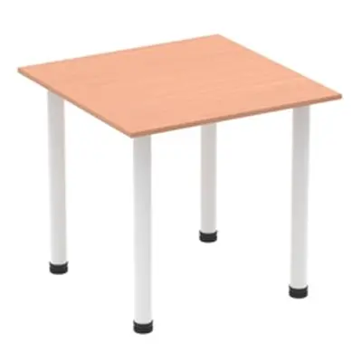 Impulse 800mm Square Table Beech Top White Post Leg