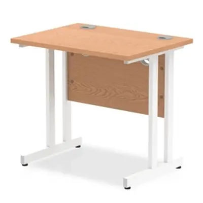 Impulse 800 x 600mm Straight Desk Oak Top White Cantilever Leg