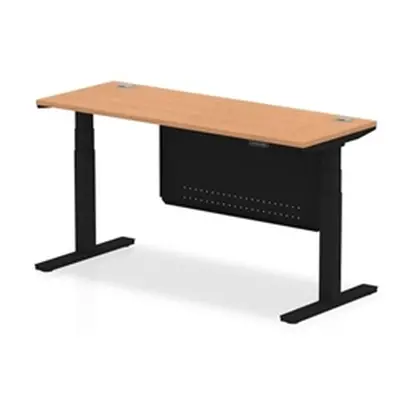 Air 1600x600 Height Adjustable Desk Oak CP Black Leg Modesty Panel