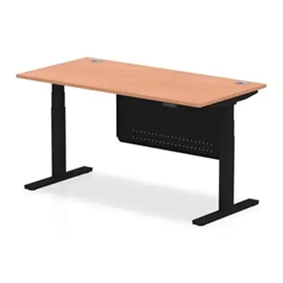 Air 1600x800 Height Adjustable Desk Beech CP Black Leg Modesty Panel