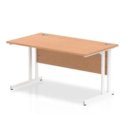 Impulse 1400/800 Rectangle White Cantilever Leg Desk Oak - MI002644