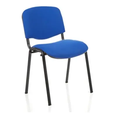 ISO Stacking Chair Blue Fabric Black Frame Without Arms