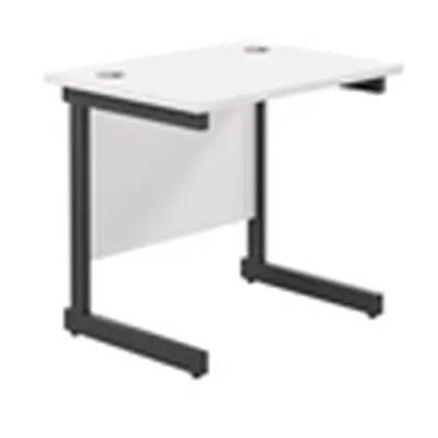 800x600 Single Upright Rectangular Desk White-Black