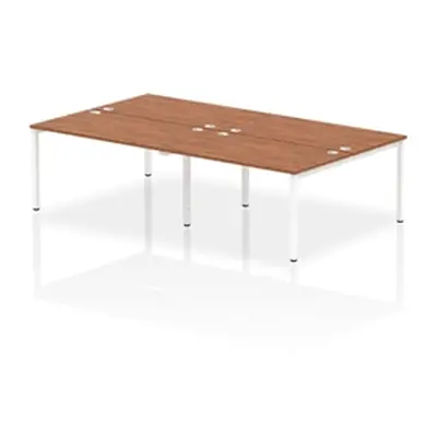 Impulse Bench B2B 4 Person 1400 White Frame Office Bench Desk Walnut